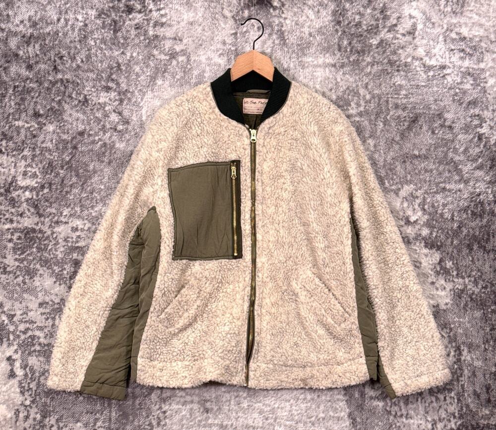 Free People Jacket Medium Womens Sherpa Fleece Full Zip Relaxed Utility